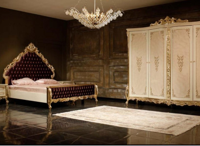 Classic bedroom set double bed 2x nightstands dresser wardrobe